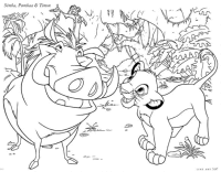 A coloring page of the lion king